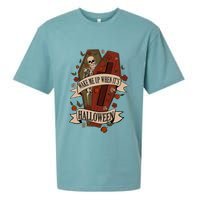 Wake Me Up When Its Halloween Funny Skeleton Coffin Sueded Cloud Jersey T-Shirt