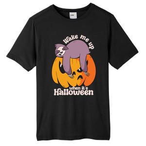 Wake Me Up When Its Halloween Funny Lazy Sleeping Sloth Great Gift Tall Fusion ChromaSoft Performance T-Shirt