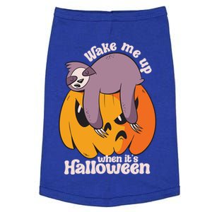 Wake Me Up When Its Halloween Funny Lazy Sleeping Sloth Great Gift Doggie Tank