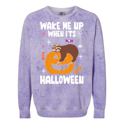 Wake Me Up When Its Halloween Lazy Sloth Sleeping Lover Cute Gift Colorblast Crewneck Sweatshirt