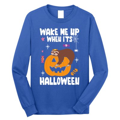 Wake Me Up When Its Halloween Lazy Sloth Sleeping Lover Cute Gift Long Sleeve Shirt