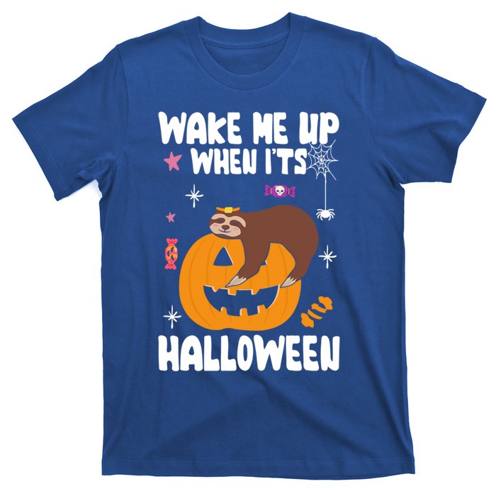 Wake Me Up When Its Halloween Lazy Sloth Sleeping Lover Cute Gift T-Shirt