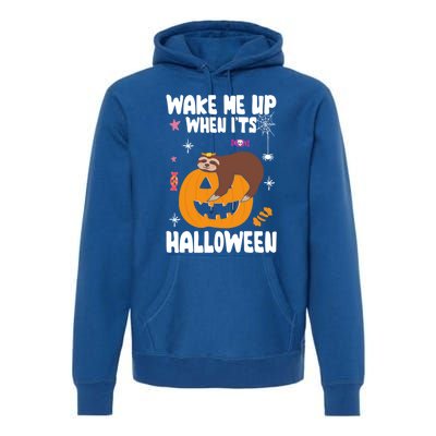 Wake Me Up When Its Halloween Lazy Sloth Sleeping Lover Cute Gift Premium Hoodie