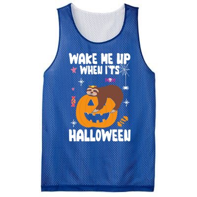 Wake Me Up When Its Halloween Lazy Sloth Sleeping Lover Cute Gift Mesh Reversible Basketball Jersey Tank