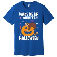 Wake Me Up When Its Halloween Lazy Sloth Sleeping Lover Cute Gift Premium T-Shirt