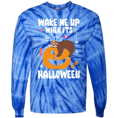 Wake Me Up When Its Halloween Lazy Sloth Sleeping Lover Cute Gift Tie-Dye Long Sleeve Shirt