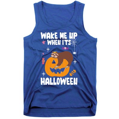 Wake Me Up When Its Halloween Lazy Sloth Sleeping Lover Cute Gift Tank Top