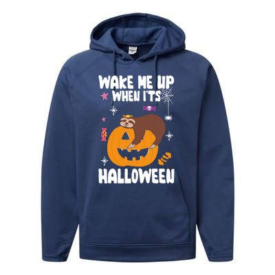 Wake Me Up When Its Halloween Lazy Sloth Sleeping Lover Cute Gift Performance Fleece Hoodie