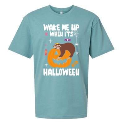 Wake Me Up When Its Halloween Lazy Sloth Sleeping Lover Cute Gift Sueded Cloud Jersey T-Shirt