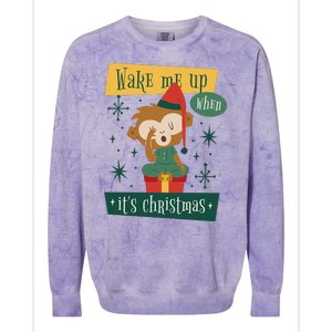 Wake Me Up When It's Christmas Monkey Cute Colorblast Crewneck Sweatshirt