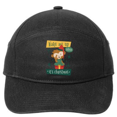 Wake Me Up When It's Christmas Monkey Cute 7-Panel Snapback Hat