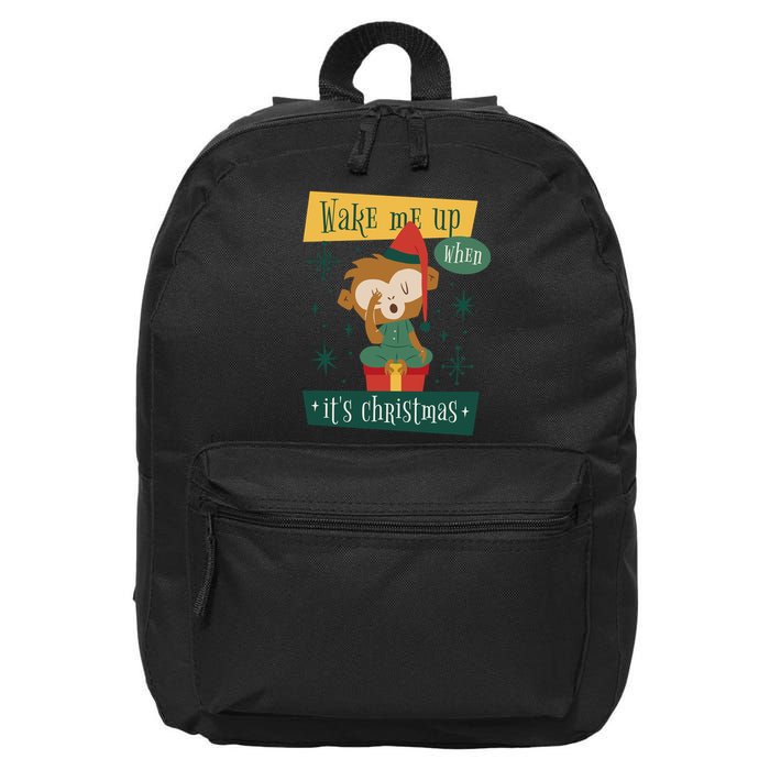 Wake Me Up When It's Christmas Monkey Cute 16 in Basic Backpack
