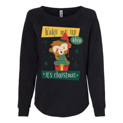 Wake Me Up When It's Christmas Monkey Cute Womens California Wash Sweatshirt