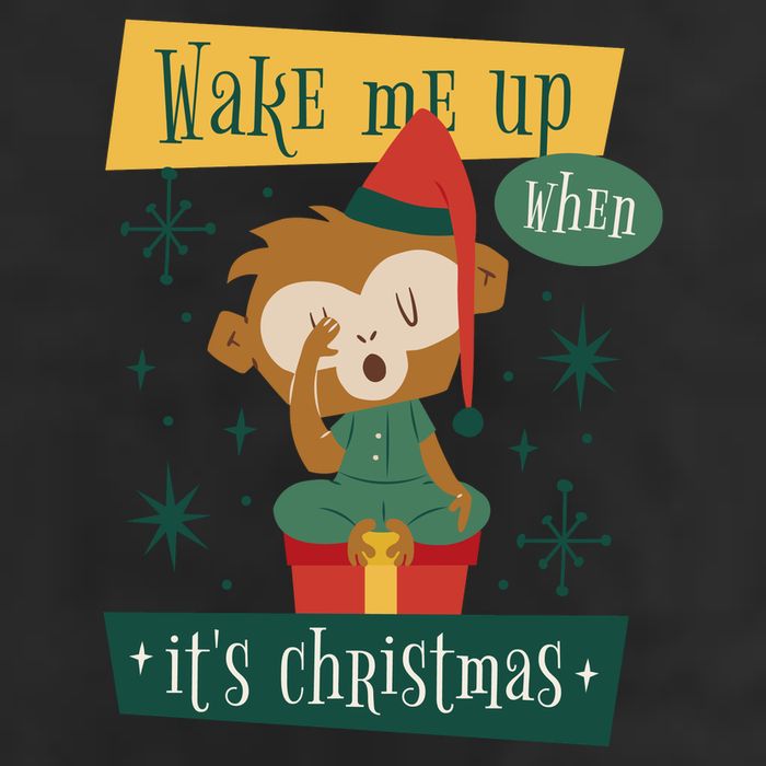 Wake Me Up When It's Christmas Monkey Cute 25L Jumbo Tote