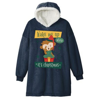 Wake Me Up When It's Christmas Monkey Cute Hooded Wearable Blanket