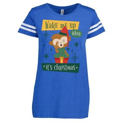 Wake Me Up When It's Christmas Monkey Cute Enza Ladies Jersey Football T-Shirt