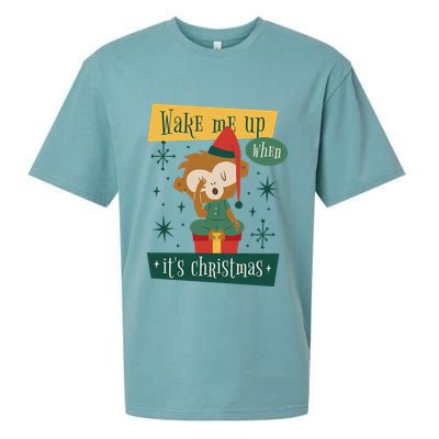 Wake Me Up When It's Christmas Monkey Cute Sueded Cloud Jersey T-Shirt