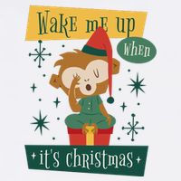 Wake Me Up When It's Christmas Monkey Cute Garment-Dyed Sweatshirt