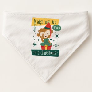 Wake Me Up When It's Christmas Monkey Cute USA-Made Doggie Bandana