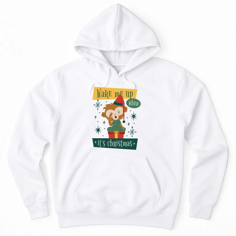 Wake Me Up When It's Christmas Monkey Cute Hoodie