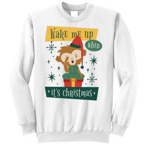 Wake Me Up When It's Christmas Monkey Cute Sweatshirt