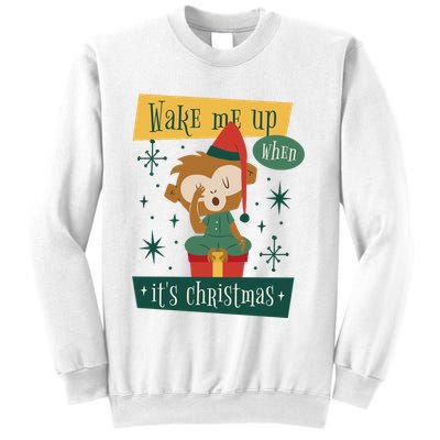 Wake Me Up When It's Christmas Monkey Cute Sweatshirt