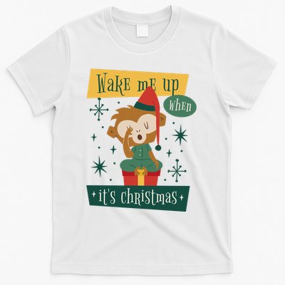 Wake Me Up When It's Christmas Monkey Cute T-Shirt