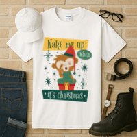 Wake Me Up When It's Christmas Monkey Cute Tall T-Shirt