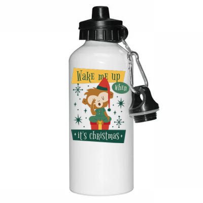 Wake Me Up When It's Christmas Monkey Cute Aluminum Water Bottle 