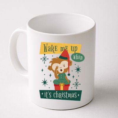 Wake Me Up When It's Christmas Monkey Cute Mug