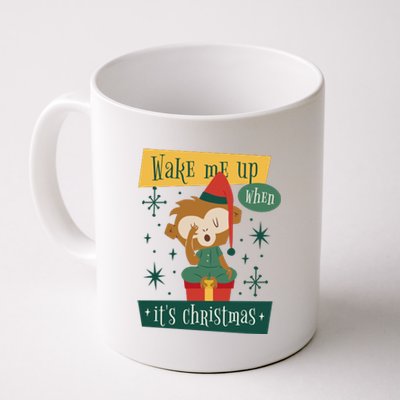 Wake Me Up When It's Christmas Monkey Cute Coffee Mug