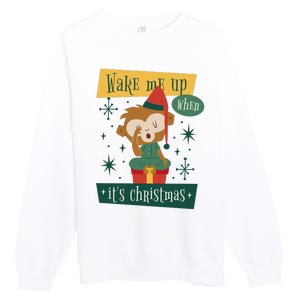 Wake Me Up When It's Christmas Monkey Cute Premium Crewneck Sweatshirt