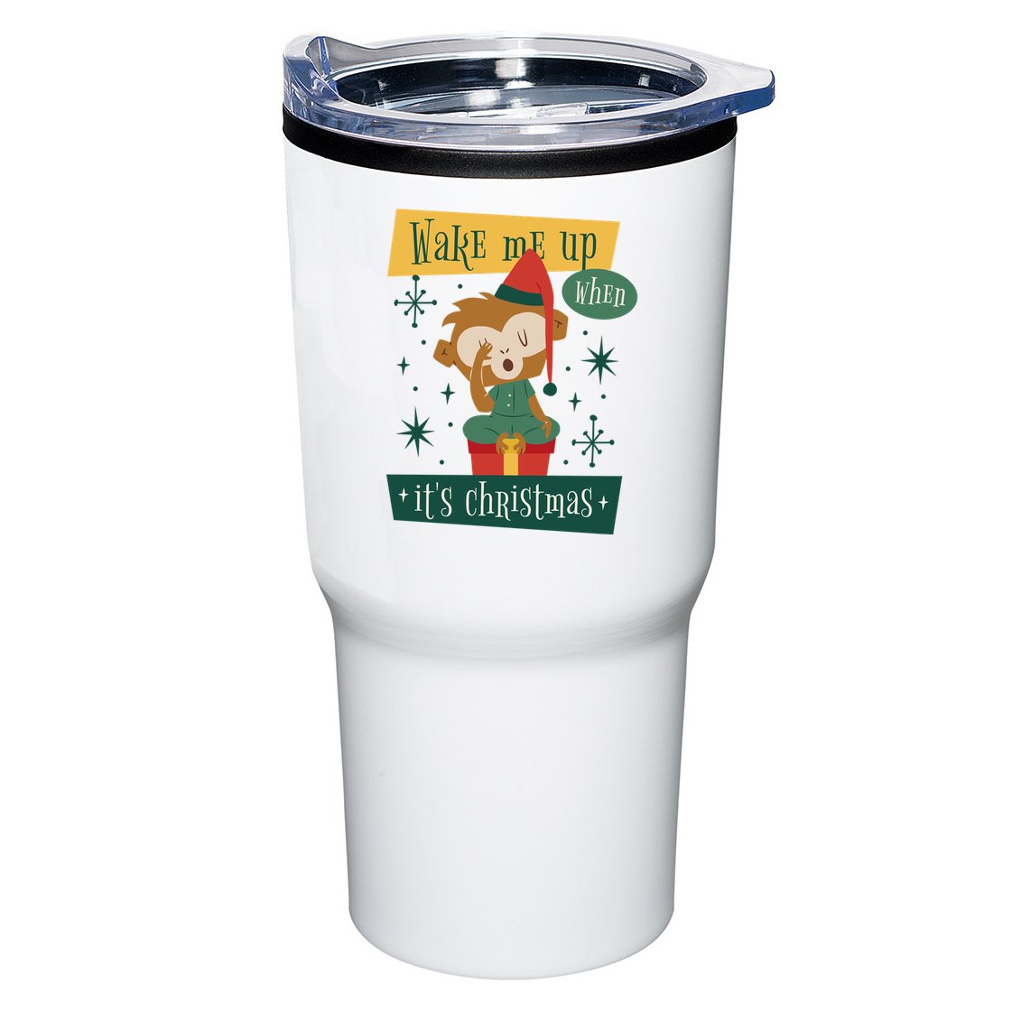 Wake Me Up When It's Christmas Monkey Cute Tumbler