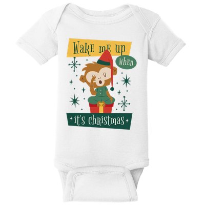 Wake Me Up When It's Christmas Monkey Cute Baby Bodysuit
