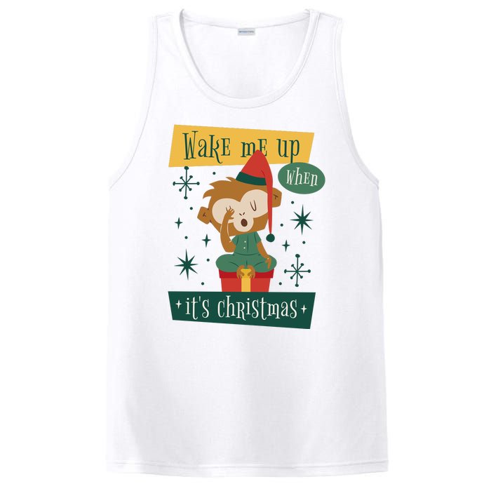 Wake Me Up When It's Christmas Monkey Cute PosiCharge Competitor Tank