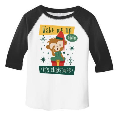 Wake Me Up When It's Christmas Monkey Cute Toddler Fine Jersey T-Shirt