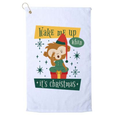 Wake Me Up When It's Christmas Monkey Cute Golf Towel