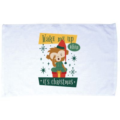 Wake Me Up When It's Christmas Monkey Cute Microfiber Hand Towel