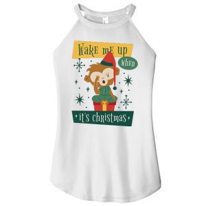 Wake Me Up When It's Christmas Monkey Cute Women’s Perfect Tri Rocker Tank