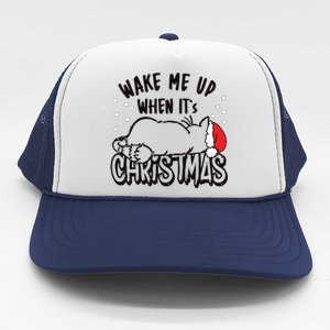 Wake Me Up When Its Christmas Merry Christmas Cat Gift Trucker Hat