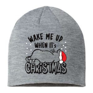 Wake Me Up When Its Christmas Merry Christmas Cat Gift Sustainable Beanie