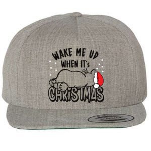 Wake Me Up When Its Christmas Merry Christmas Cat Gift Wool Snapback Cap