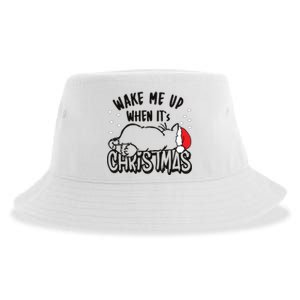 Wake Me Up When Its Christmas Merry Christmas Cat Gift Sustainable Bucket Hat