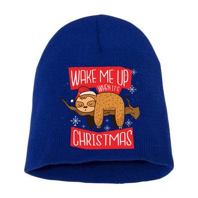 Wake Me Up When ItS Christmas Christmas Sloth Sweet Xmas Meaningful Gift Short Acrylic Beanie