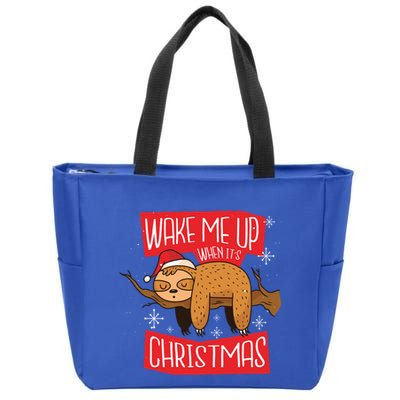 Wake Me Up When ItS Christmas Christmas Sloth Sweet Xmas Meaningful Gift Zip Tote Bag