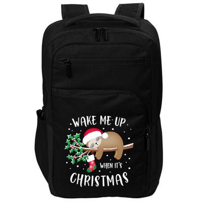 Wake Me Up When ItS Christmas Cute Sloth Gift Impact Tech Backpack