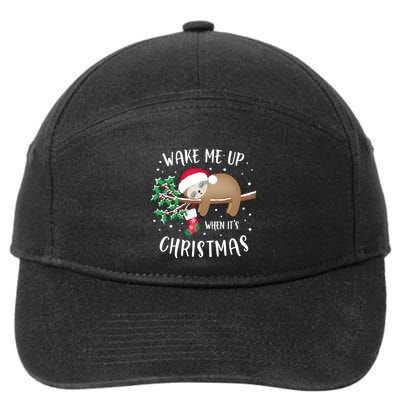 Wake Me Up When ItS Christmas Cute Sloth Gift 7-Panel Snapback Hat