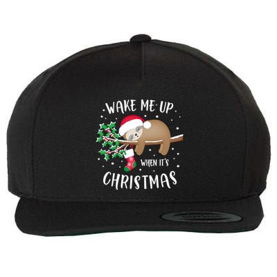 Wake Me Up When ItS Christmas Cute Sloth Gift Wool Snapback Cap