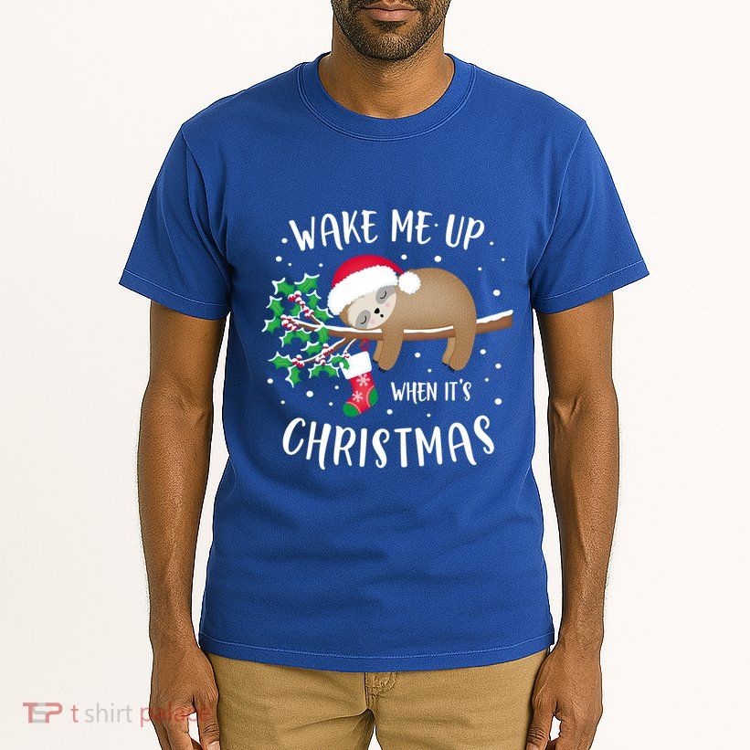 Wake Me Up When ItS Christmas Cute Sloth Gift Tall T-Shirt