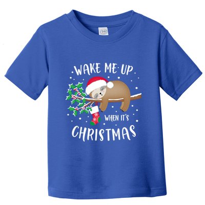 Wake Me Up When ItS Christmas Cute Sloth Gift Toddler T-Shirt